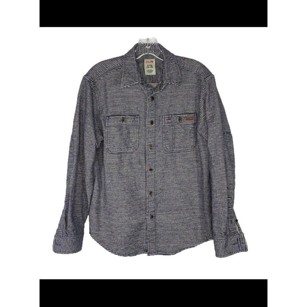 Dickies Blue White Striped Long Sleeve Button Up Shirt Size S, Blue collar work.